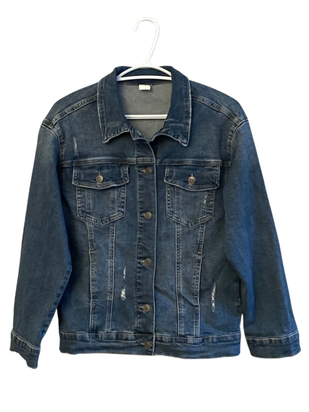 Evsie by Maurices  Distressed Blue Denim Jacket – Girls Size Large  GUC